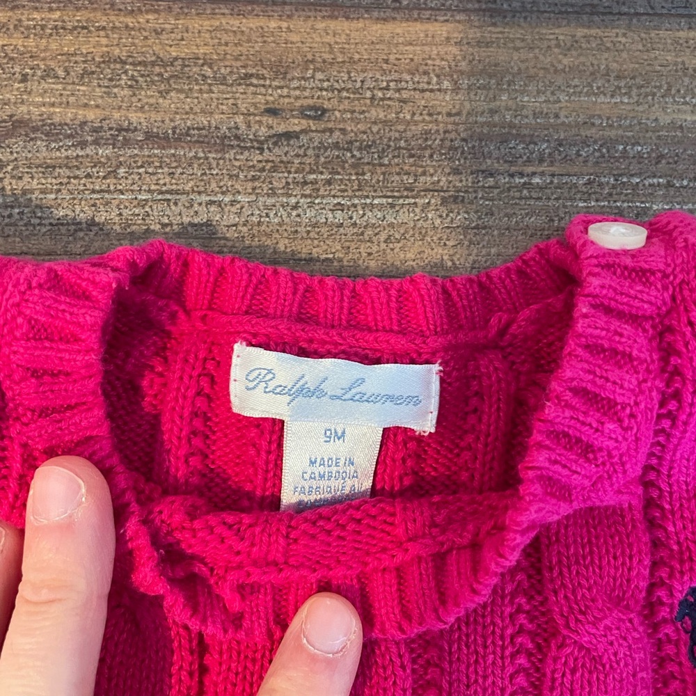 Ralph Lauren Baby Girl 9months Fuchsia Cowl Sweater